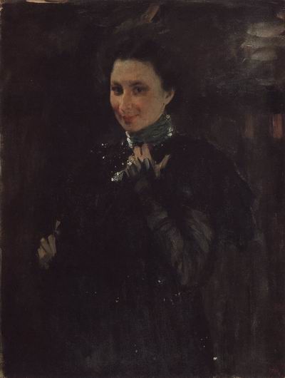 Портрет М.К.Олив. Картина художника Серова, русская живопись, рисунки, фото  женщины в черном платье